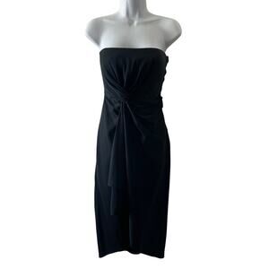 ALC Roya Dress 2 Black Twist Front Strapless Midi Classic Cocktail Party Formal
